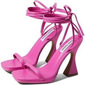 Steve Madden Lafayette Hot Pink Lace-Up Heeled Sandals Square Toe Barbiecore 8.5